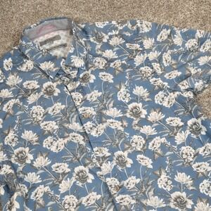 Ted Baker Blue Floral Short Sleeve Casual Button Down Shirt Size 4(L) Mens